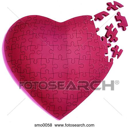 Stock Illustration - Heart shaped puzzle against white background. Fotosearch