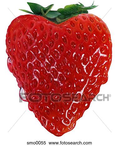 Stock Illustration - Heart shaped strawberry against white background. Fotosearch