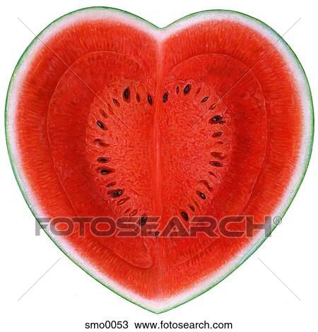 Heart shaped watermelon against white background View Large Illustration Drawing - Heart shaped watermelon against white background. Fotosearch
