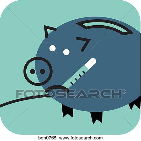 Ill piggy bank View Large Illustration Stock Illustration - Ill piggy bank. Fotosearch