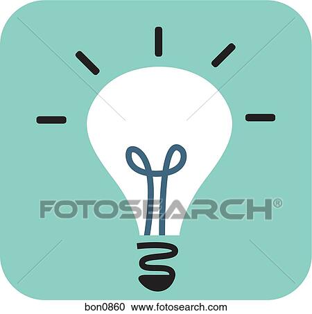 Clipart - Illuminated light bulb. Fotosearch