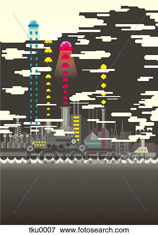 Stock Illustration - Illustration of futuristic city. Fotosearch