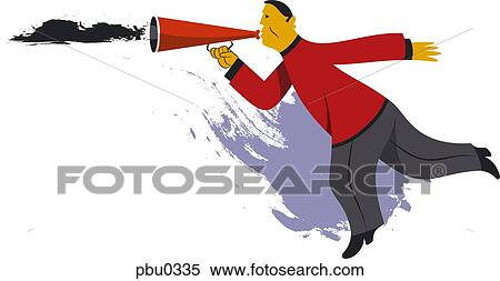 Image of a man blowing into a red trumpet View Large Illustration Stock Illustration - Image of a man blowing into a red trumpet. Fotosearch