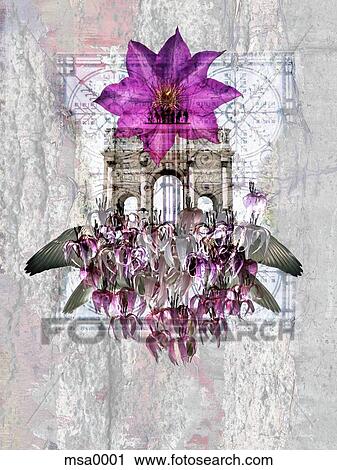 Layered illustration of flowers and building View Large Illustration Clip Art - Layered illustration of flowers and building. Fotosearch