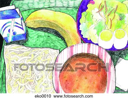 Clipart - Lunch on table. Fotosearch
