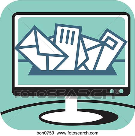 Mail in computer screen View Large Illustration Stock Illustration - Mail in computer screen. Fotosearch