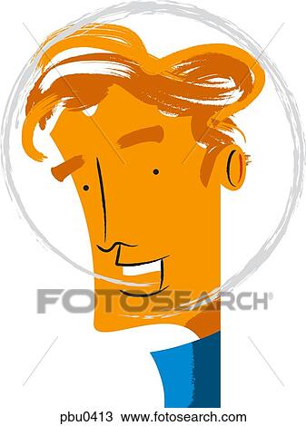 Drawing - Man against white background. Fotosearch