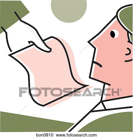 Clipart - Man being handed contrast. Fotosearch