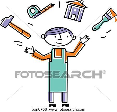 Man juggling tools View Large Illustration Stock Illustration - Man juggling tools. Fotosearch
