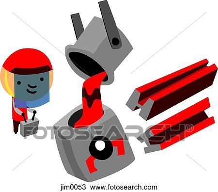 Man making steel beams View Large Illustration Drawing - Man making steel beams. Fotosearch