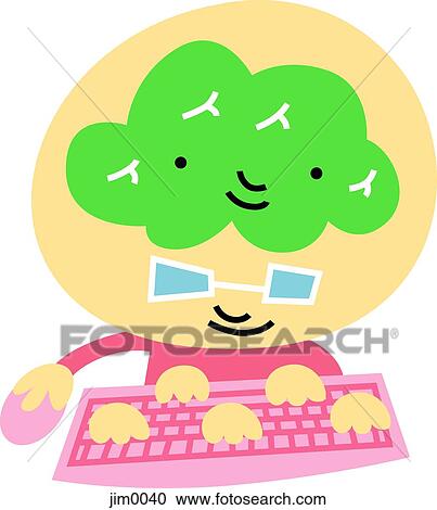 Clipart - Man multitasking keyboard. Fotosearch