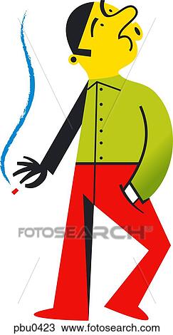 Man smoking cigarette View Large Illustration Drawing - Man smoking cigarette. Fotosearch