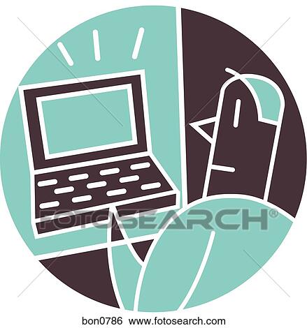 Stock Illustration - Man using laptop. Fotosearch