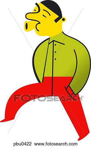 Drawing - Man walking and whistling. Fotosearch