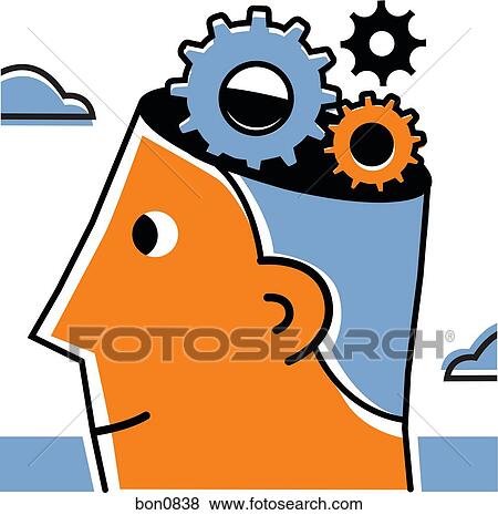 Man with cogs his brain View Large Illustration Stock Illustration - Man with cogs his brain. Fotosearch