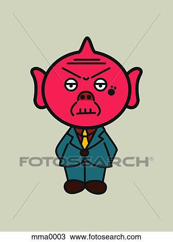 Man with pigs face View Large Illustration Drawing - Man with pigs face. Fotosearch