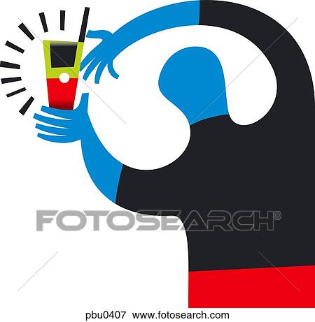 Stock Illustration - Man with ringing mobile phone. Fotosearch