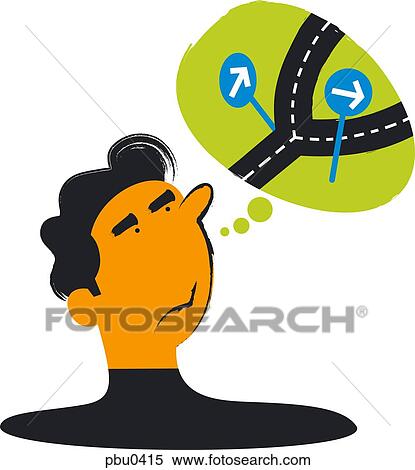 Stock Illustration - Man with thought bubble thinking of thought bubble. Fotosearch