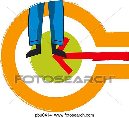 Stock Illustration - Mans legs with target and arrow sign. Fotosearch