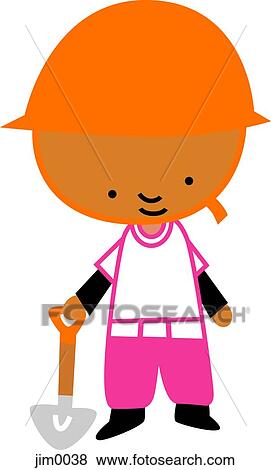 Stock Illustration - Manual worker with spade. Fotosearch