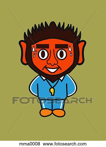 Stock Illustration - Orange man against green background. Fotosearch