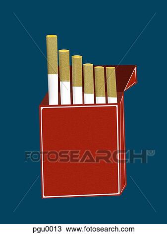 Drawing - Packet of cigarettes. Fotosearch