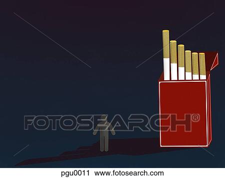 Packet of cigarettes overshadowing man View Large Illustration Clip Art - Packet of cigarettes overshadowing man. Fotosearch