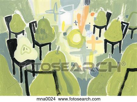 Painting of pears sitting in group conversation View Large Illustration Stock Illustration - Painting of pears sitting in group conversation. Fotosearch