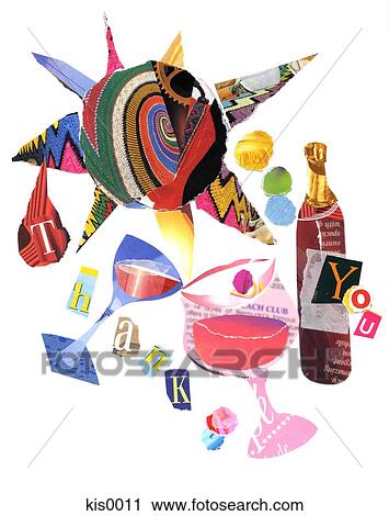 Paper collage of drinks and glasses View Large Illustration Clip Art - Paper collage of drinks and glasses. Fotosearch