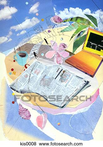 Paper collage of morning activities View Large Illustration Stock Illustration - Paper collage of morning activities. Fotosearch