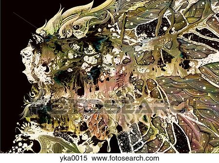 Stock Illustration - Pattern of screaming man against black background. Fotosearch