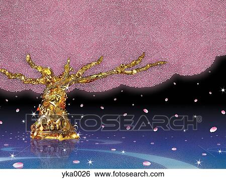 Patterned tree in water View Large Illustration Stock Illustration - Patterned tree in water. Fotosearch