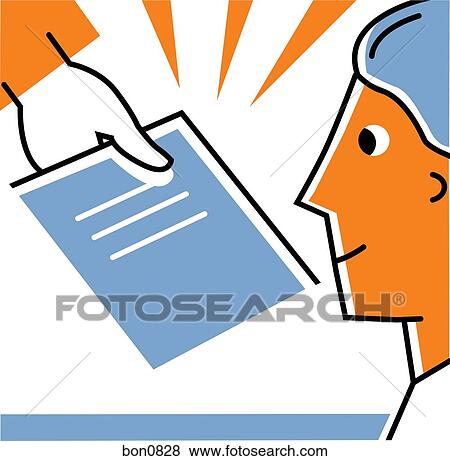 Person handing list to man View Large Illustration Stock Illustration - Person handing list to man. Fotosearch