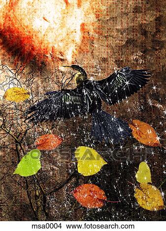 Phoenix bird in rain View Large Illustration Stock Illustration - Phoenix bird in rain. Fotosearch