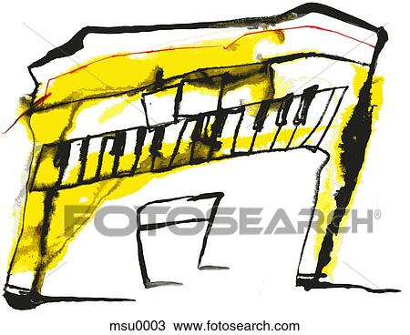 Piano View Large Illustration Drawing - Piano. Fotosearch