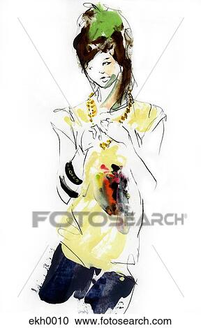 Clipart - Portrait of woman. Fotosearch