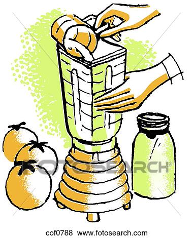 Stock Illustration - Preparation with a blender. Fotosearch