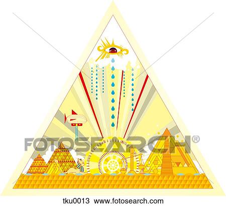 Pyramid structure with built structures View Large Illustration Drawing - Pyramid structure with built structures. Fotosearch