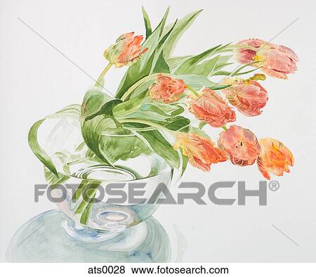 Red tulips in a vase View Large Illustration Stock Illustration - Red tulips in a vase. Fotosearch