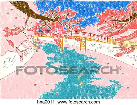 River with bridge over it View Large Illustration Clip Art - River with bridge over it. Fotosearch