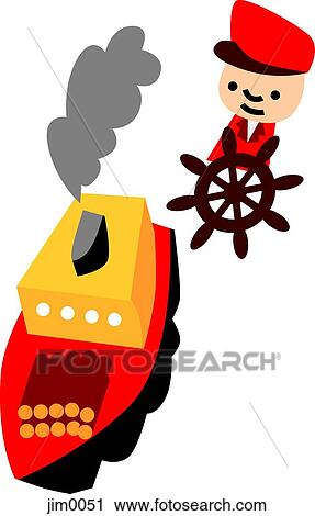 Clip Art - Sailor driving boat. Fotosearch