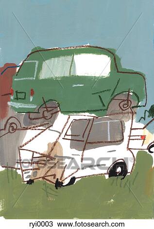 Sketch of car yard View Large Illustration Drawing - Sketch of car yard. Fotosearch