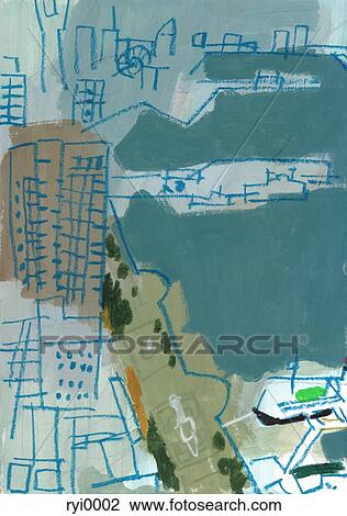 Drawing - Sketch of city skyline. Fotosearch
