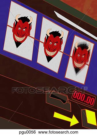 Slot machine with three devils View Large Illustration Stock Illustration - Slot machine with three devils. Fotosearch