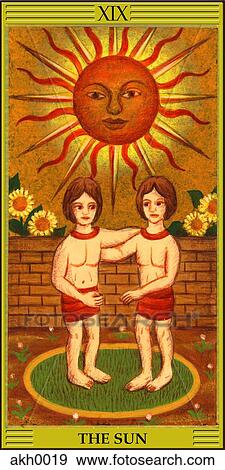 Stock Illustration - Sun tarot card. Fotosearch