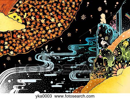 Surreal natural landscape View Large Illustration Drawing - Surreal natural landscape. Fotosearch