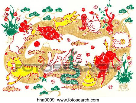 Symbols of chinese new year View Large Illustration Stock Illustration - Symbols of chinese new year. Fotosearch
