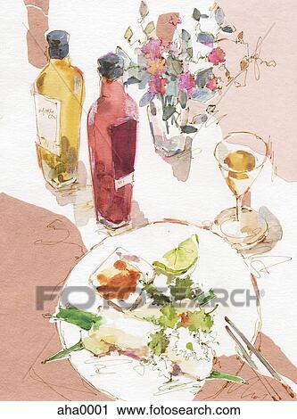 Clip Art - Table set for dinner. Fotosearch