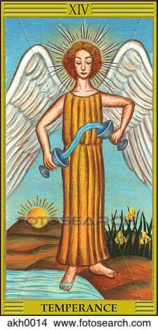 Stock Illustration - Temperance tarot card. Fotosearch