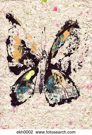 Drawing - Textured drawing of butterfly. Fotosearch
